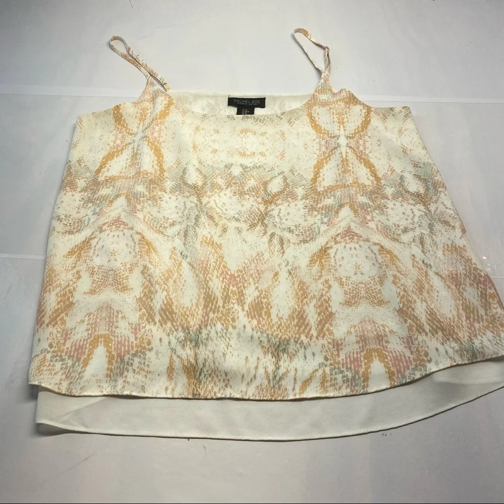 Rachel Zoe Neutral Snake Python Print Strappy Flowy Tank Top Size Medium - Picture 6 of 15